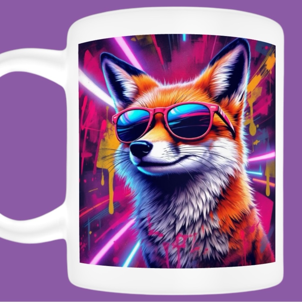 Colorful Fox Mug with Sunglasses 15oz